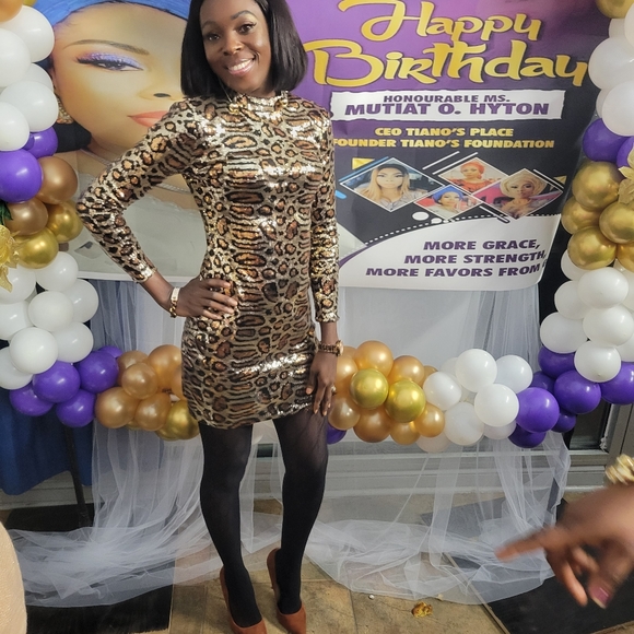 Topshop Leopard Sequin Night Out Dress - Picture 6 of 7